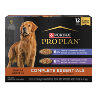 Purina Pro Plan Complete Essentials Wet Dog Food, Lamb And Vegetables And Turkey And Vegetables In Gravy Variety Pack - 12-13.0 Oz. Cans