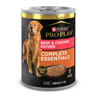 Purina Pro Plan Grain-Free Classic Pate Beef And Chicken Entree Wet Dog Food, 13Oz - Pack Of 12