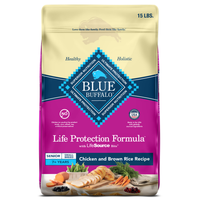 Blue Buffalo Life Protection Formula Senior Small Breed Dry Dog Food Chicken & Brown Rice Recipe, 15 Lb