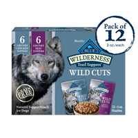 Blue Buffalo Wilderness Trail Toppers Wild Cuts Wet Dog Food, Chicken & Beef Flavors Variety Pack, 3-Oz, Case Of 12