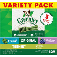 Greenies Natural Dental Care Dog Treats, Teenie , 3 Flavor Variety Pack