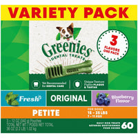 Greenies Natural Dental Care Dog Treats, Petite, Three Flavor Variety Pack