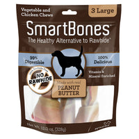 Smartbones Peanut Butter Large Rawhide Alternative Chews Dog Treats, 3 Pack
