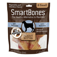 Smartbones Small Peanut Butter Rawhide Alternative Chews Dog Treats, 6 Pack