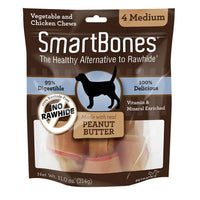 Smartbones Medium Peanut Butter Rawhide Alternative Chews Dog Treats, 4 Pack