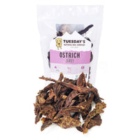 Tuesdays Natural Dog Ostrich Jerky Natural Dog Treat, 4Oz
