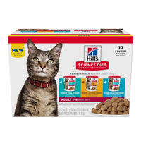 Hill's Science Diet Adult Chicken, Tuna, And Ocean Fish Cat Food Pouch Variety Pack, 12 X 2.8 Oz Pouches