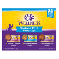 Wellness Seafood Pate Favorites Variety Pack Wet Cat Food, 24 3Oz Cans