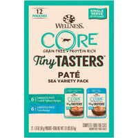 Wellness Core Grain Free Protein Rich Tiny Tasters Seafood Pate Variety Pack Wet Cat Food, 12 1.75 Oz Pouches