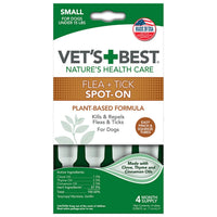 Vets Best Flea & Tick Spot-On Treatment For Large Dogs - 4Ct