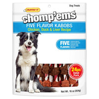 Ruffin' It Chomp'ems Five Flavor Kabobs Dog Treats, 24Pk