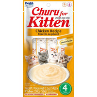 Inaba Churu For Kittens, Grain-Free, Chicken Puree Recipe Lickable Cat Treats, 4 Tubes Of .5 Ozs/Tube