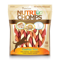 Nutri Chomps Rawhide Free Braided Chicken & Peanut Butter Flavor Dog Treat Chews