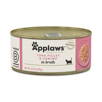 Applaws™ Natural Wet Cat Food, Tuna Fillet & Shrimp In Broth, 5.5-Oz Pack Of 24