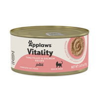 Applaws™ Vitality Natural Adult Wet Cat Food With Added Vitamins & Minerals, Tuna Fillet & Salmon Pâté Recipe In Broth, 2.47-Oz Pack Of 24